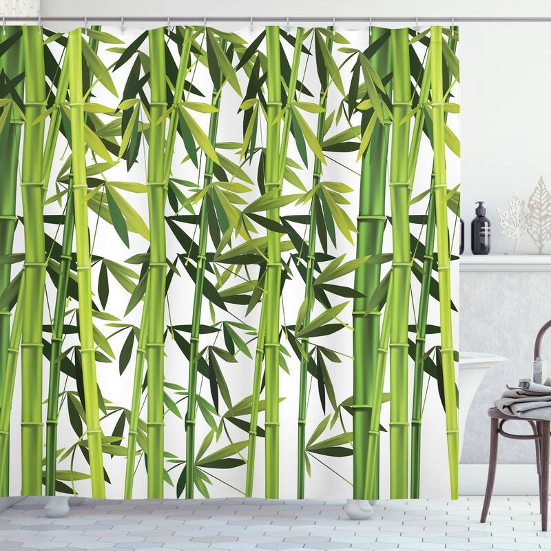 Ambesonne Bamboo Print Shower Curtain, Cloth Fabric Bathroom Decor Set